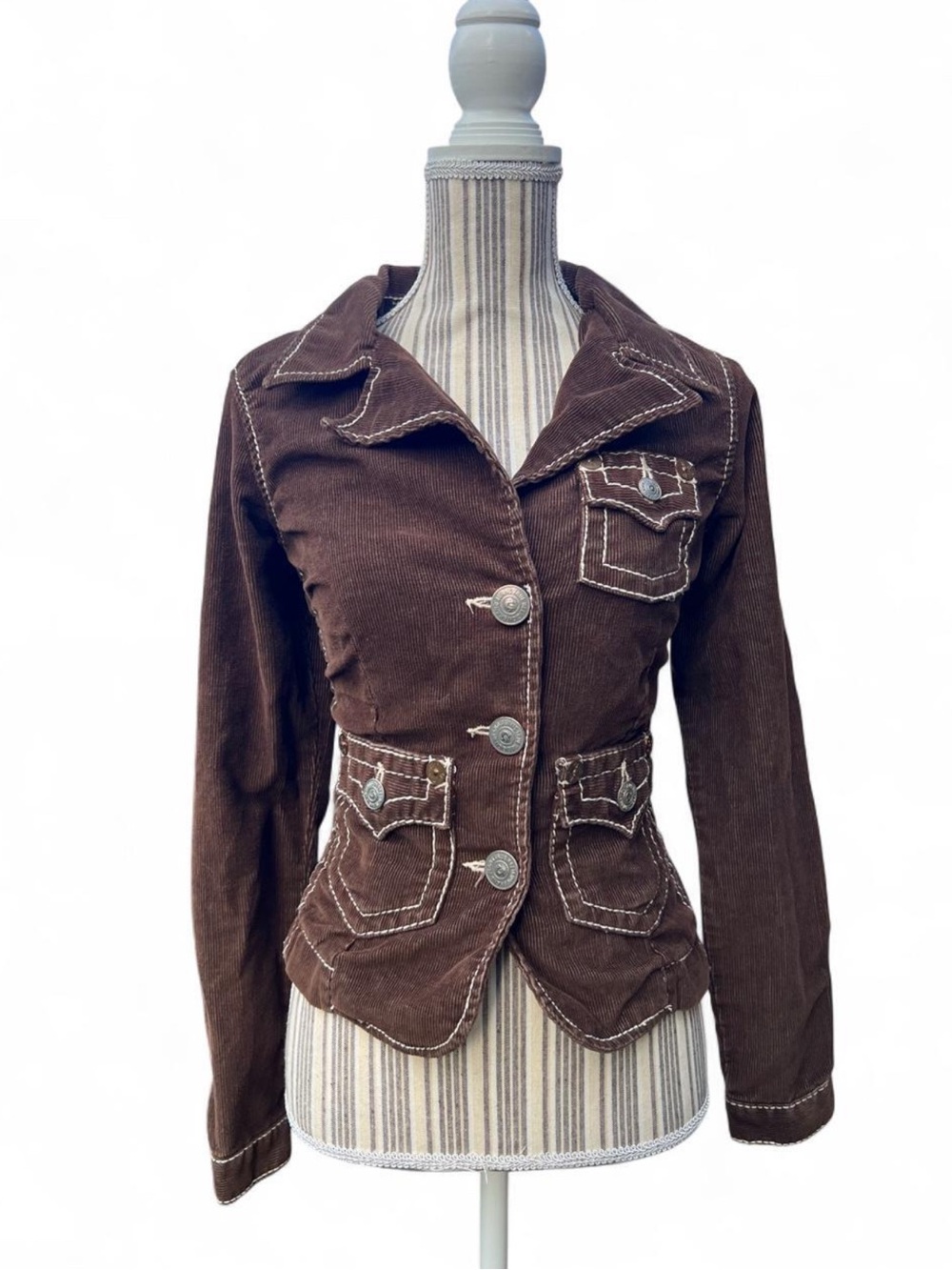 Vintage Y2K True Religion Jackie Big T Corduroy Brown Fitted Jacket